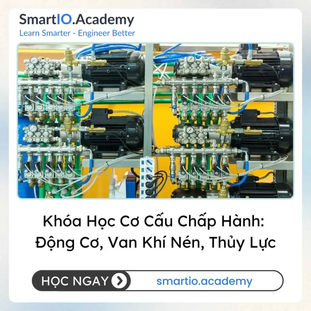 Khóa Học Cơ Cấu Chấp Hành: Động Cơ, Van Khí Nén, Thủy Lực - khóa học SmartIO Academy