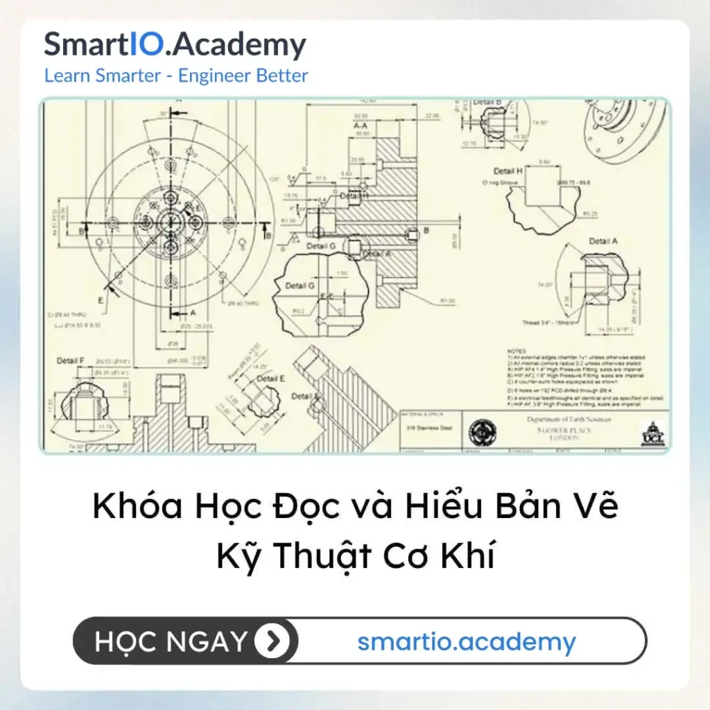 Khóa Học Đọc và Hiểu Bản Vẽ Kỹ Thuật Cơ Khí - khóa học SmartIO Academy