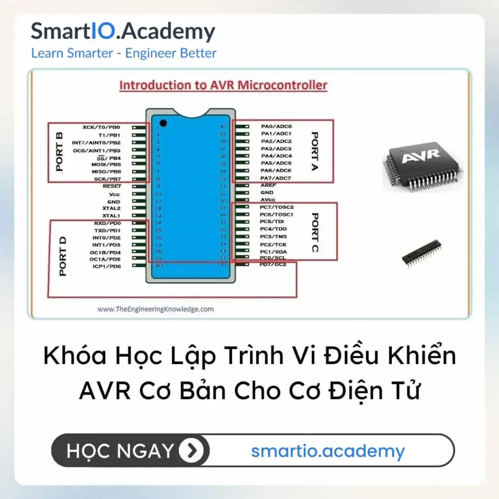 Khóa Học Lập Trình Vi Điều Khiển AVR Cơ Bản Cho Cơ Điện Tử (AVR Microcontroller Programming for Mechatronics - Beginner) - khóa học SmartIO Academy